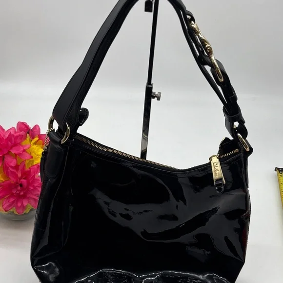 Cole Haan Elegant Black Patent Hobo Leather Women's Bag CH8402 - Picture 2 of 15